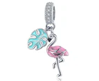 Solid 925 Sterling Silver Flamingo Animal Pandora Inspired Charm