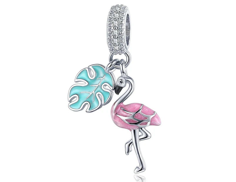 Solid 925 Sterling Silver Flamingo Animal Pandora Inspired Charm