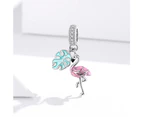 Solid 925 Sterling Silver Flamingo Animal Pandora Inspired Charm