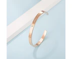 Genuine Single Diamond Set Forever Love Cuff Bangle Rose Gold Titanium