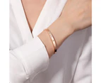 Genuine Single Diamond Set Forever Love Cuff Bangle Rose Gold Titanium