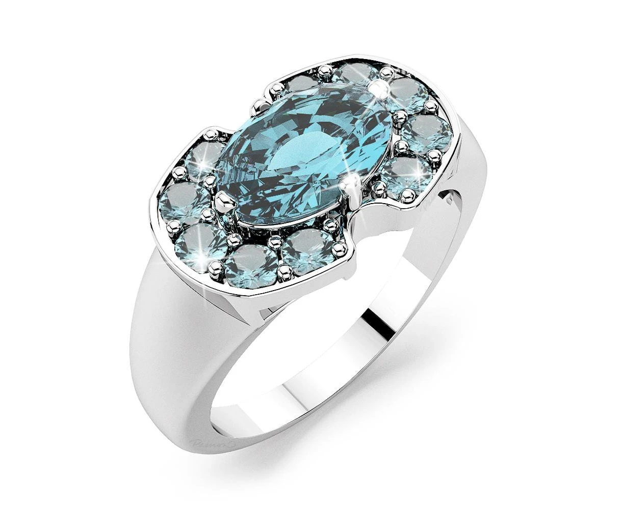 Solid Sterling Silver Blue Topaz Ring