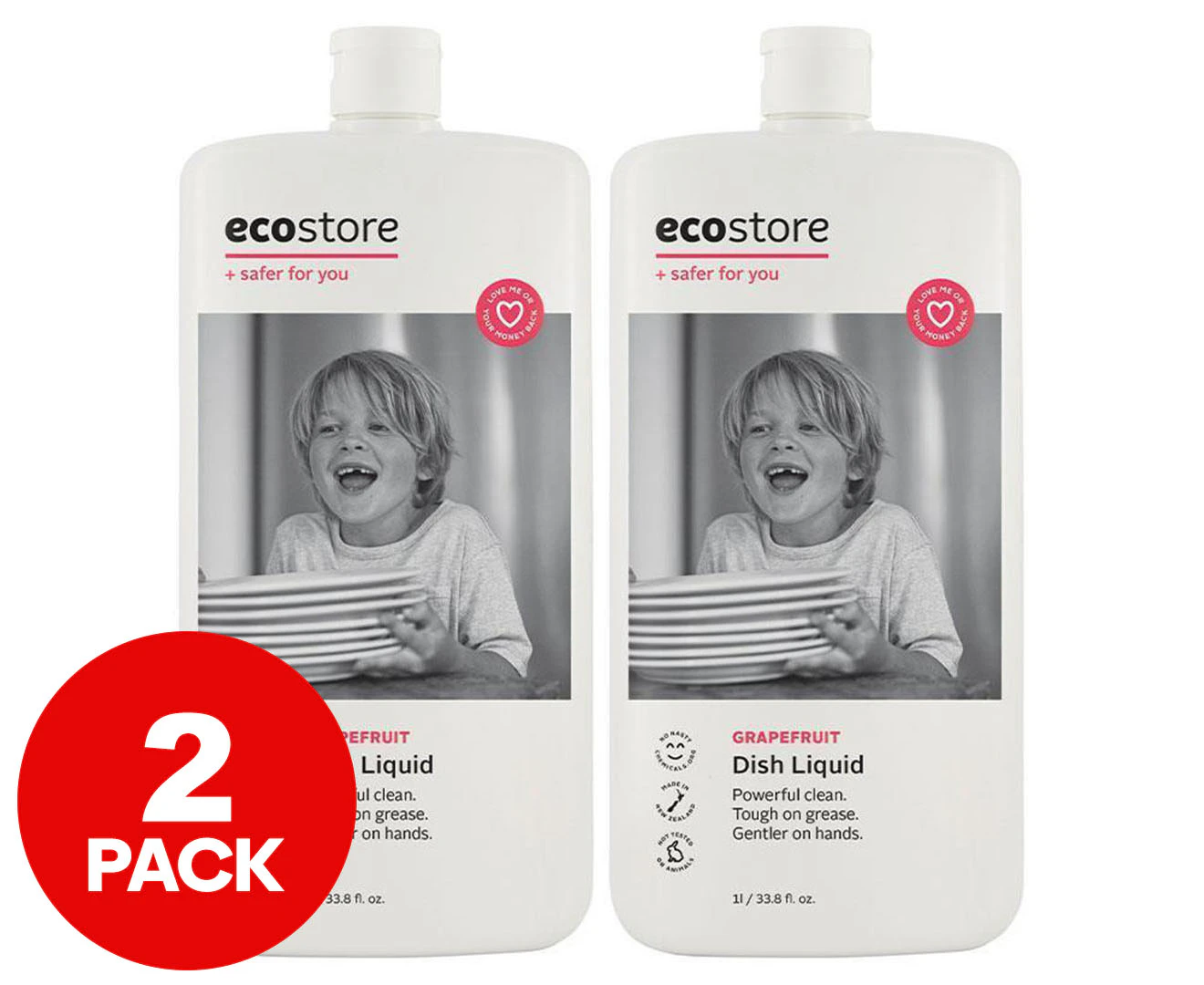 2 x 1L EcoStore Dishwashing Liquid Grapefruit