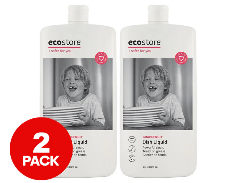 2 x 1L EcoStore Dishwashing Liquid Grapefruit