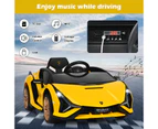Costway Lamborghini Licensed Kids Ride On Car 12V Electric Toy Car w/Remote MP3 Horn, Children Gift Yellow