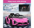 Costway Lamborghini Licensed Kids Ride On Car 12V Electric Toy Car w/Remote MP3 Horn, Children Gift Pink