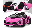 Costway Lamborghini Licensed Kids Ride On Car 12V Electric Toy Car w/Remote MP3 Horn, Children Gift Pink