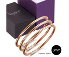 Boxed 3 pcs Solid Golf Bangle 3mm Set in Rose Gold