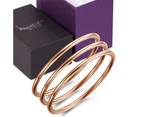 Boxed 3 pcs Solid Golf Bangle 3mm Set in Rose Gold