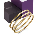 Boxed 3 pcs Solid Golf Bangle 3mm Set in Gold