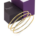 Boxed 3 pcs Solid Golf Bangle 2mm Set in Gold