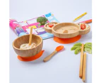 Orange Koala Children's Bamboo Suction Plate - Dining Dish - Stay Put Silicone Cup - Segmented - Eco-friendly - by Tiny Dining
