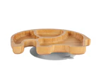 Grey Elephant Children's Bamboo Suction Plate - Dining Dish - Stay Put Silicone Cup - Segmented - Eco-friendly - by Tiny Dining