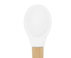 White Children's Bamboo Spoon - Silicone Tip - Baby Feeding Spoon, Soft Curved for kids - Eco-friendly - 14cm - by Tiny Dining