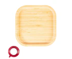 Red Square Children's Bamboo Suction Plate - Dining Dish - Stay Put Silicone Cup - Eco-friendly - by Tiny Dining