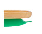 Green Square Children's Bamboo Suction Plate - Dining Dish - Stay Put Silicone Cup - Eco-friendly - by Tiny Dining
