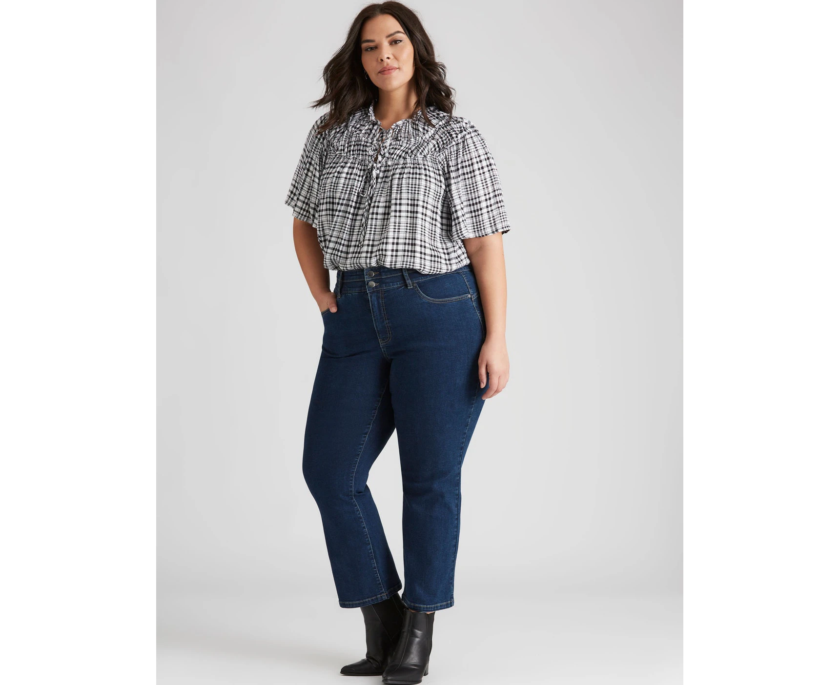 Autograph - Plus Size - Womens Jeans - Blue Bootleg - Denim - Cotton Pants - Mid Wash - Elastane - Full length Trousers - Casual Fashion - Work Wear