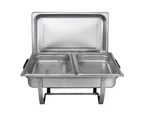 EHOME 4.5L*2 Insulated 304 Stainless Steel Food Warmer Bow Buffet Bain Marie Chafing Dish Stainless Steel Chafing Dish Buffet Chafer Set Frame Water Tray