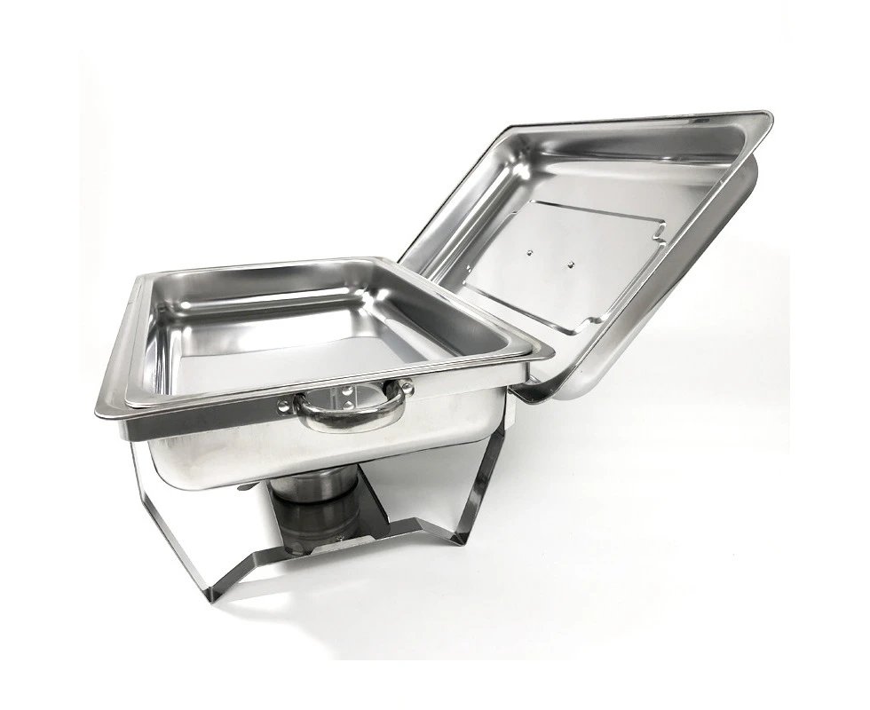 EHOME 9L Insulated 304 Stainless Steel Food Warmer Bow Buffet Bain Marie Chafing Dish Stainless Steel Chafing Dish Buffet Chafer Set with Frame Water Tray