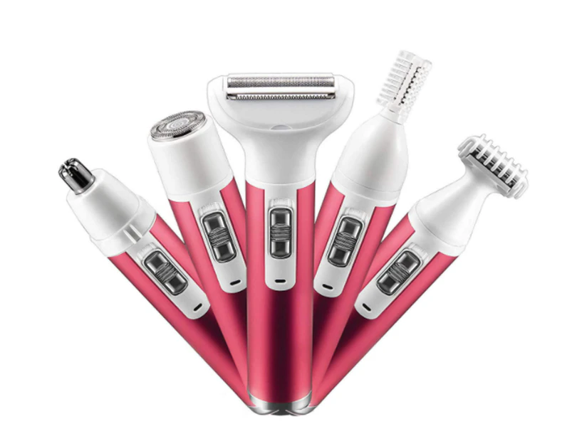 Hair Removal for Women Waterproof Lady Shaver Rechargeable USB Charging 5  in 1 Nose Eyebrow Trimmer Razor Body Bikini Facial Hair Remover-RED |  .au
