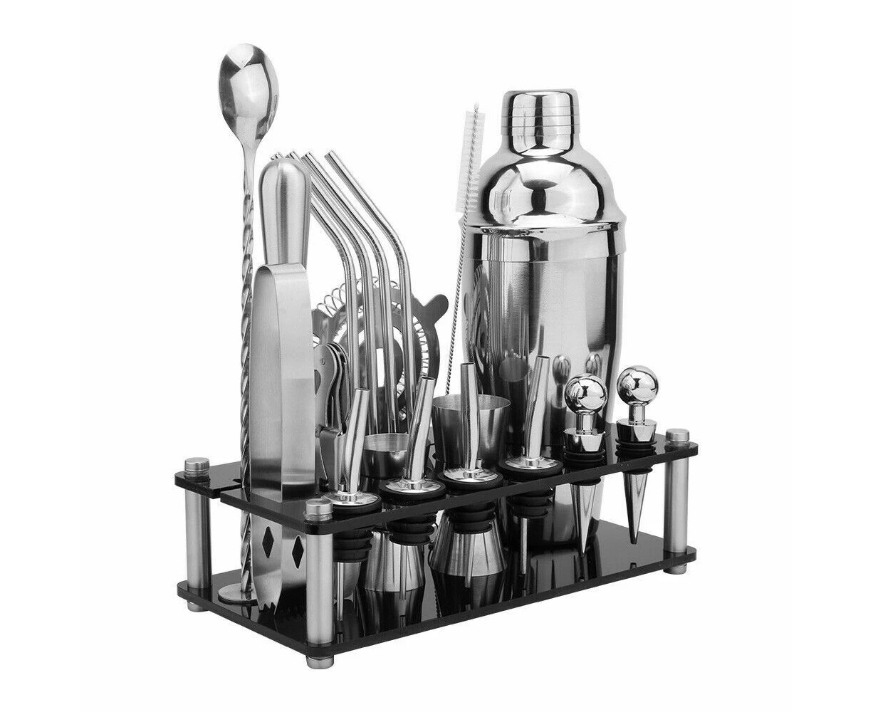 20Pcs Cocktail Shaker Set Maker Mixer Martini Spirits Bar Strainer Bartender Stand Kit