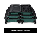 3 Piece Luggage Set Hard Carry On Travel Suitcases Trolley Lightweight with TSA Lock and 2 Covers Green