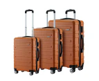 3 Piece Luggage Travel Set Hard Carry On Suitcases Lightweight Trolley with 2 Covers and TSA Lock Orange