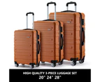 3 Piece Luggage Travel Set Hard Carry On Suitcases Lightweight Trolley with 2 Covers and TSA Lock Orange