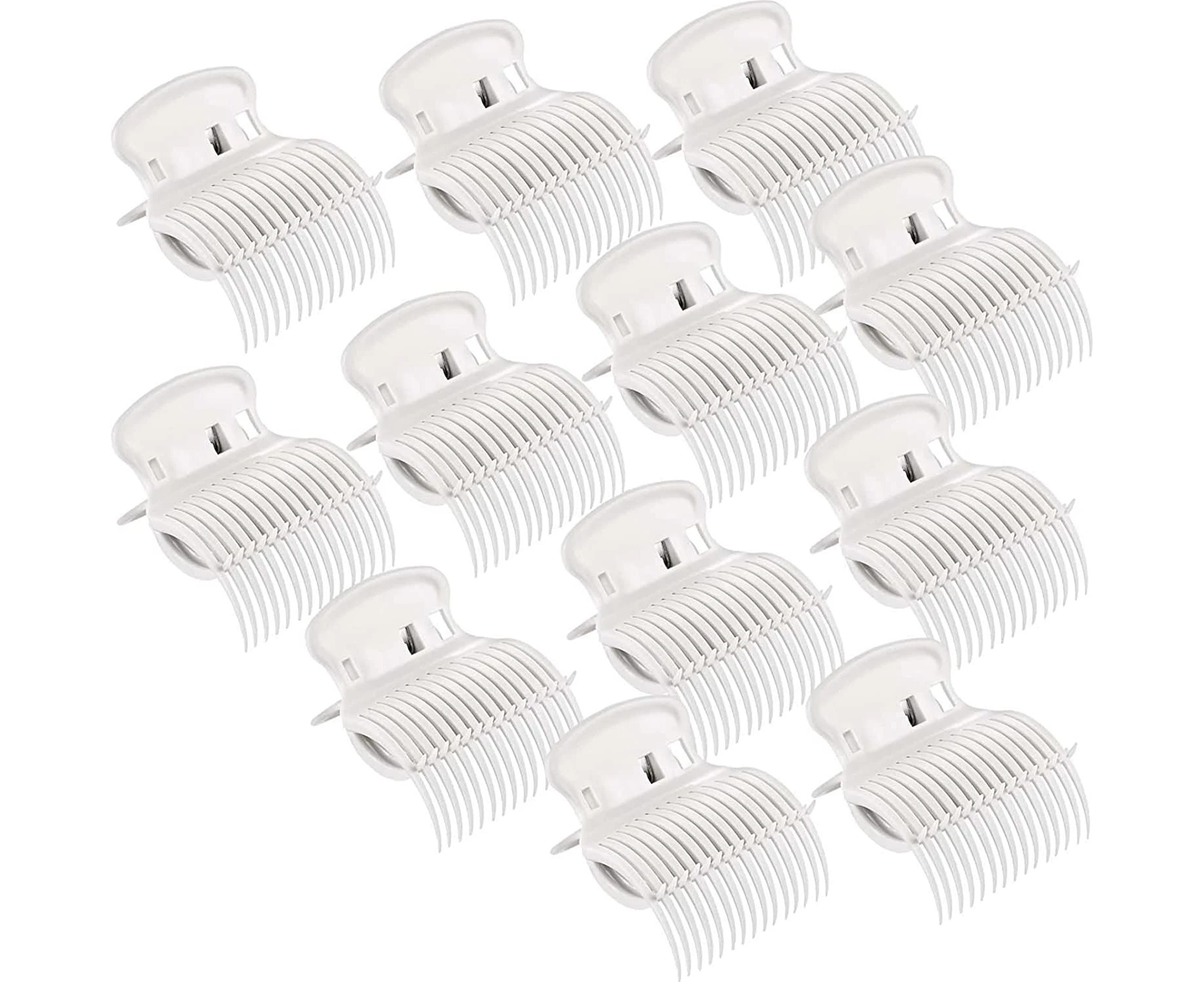 Hot Roller Clips Hair Curler Claw Clips Replacement Roller Clips for Women Girls Hair Section Styling (12 Pieces) - White