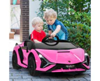 Costway Lamborghini Licensed Kids Ride On Car 12V Electric Toy Car w/Remote MP3 Horn, Children Gift Pink