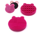 Pack of 2 Brush Cleaner 2 in 1 Silicone Cosmetic Makeup Brush Cleaning Mat Brush Cleaner Accessories for Quick Colour Change