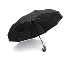 Black Coating Wooden Handle Umbrella - Gray