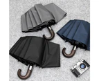 Black Coating Wooden Handle Umbrella - Gray