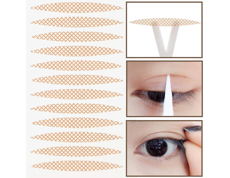 800PCS (400 Pairs) Single-Sided Lace Mesh Breathable No Trace Waterproof Invisible Double Eyelid Tape Stickers