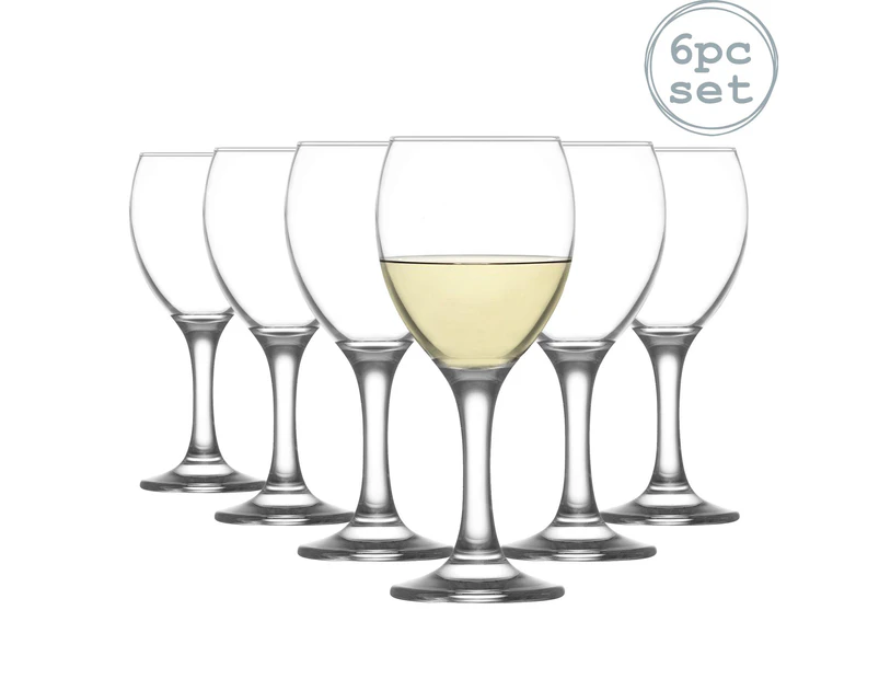 6x Empire 245ml White Wine Glasses - Small Glass Red Rose Long Stem Cocktail Party Drinking Goblet Gift Set - by LAV