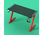 RGB Gaming Desk Home Office Carbon Fiber Led Lights Game Racer Computer PC Table Z-Shaped Red