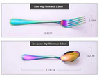 Cutlery Set Rainbow 16 pcs Stainless Steel Knife Fork Spoon Stylish Teaspoon Kitchen