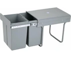 Salesbay Twin Cabinet Kitchen Waste Dual Slide Out Rubbish Garbage Grey 2x20L