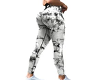 WeMeir Women's Seamless Tie Dye Leggings Butt Lift Yoga Pants High Waist Sports Pants Squat-proof Workout Tights-White