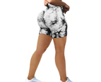 WeMeir Women's Seamless Tie Dye Leggings Butt Lift Yoga Shorts High Waist Sports Shorts Squat-proof Workout Tights-White