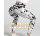 WeMeir Women's Seamless Tie Dye Leggings Butt Lift Yoga Pants High Waist Sports Pants Squat-proof Workout Tights-White