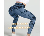 WeMeir Women's Seamless Leggings Butt Lift Tie Dye Yoga Pants High Waist Sports Pants Squat-proof Workout Tights-Blue
