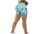 WeMeir Women's Seamless Tie Dye Sports Leggings Butt Lift Yoga Leggings High Waist Sports Shorts Squat-proof Workout Tights-Green