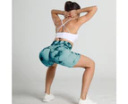 WeMeir Women's Seamless Tie Dye Sports Leggings Butt Lift Yoga Leggings High Waist Sports Shorts Squat-proof Workout Tights-Green