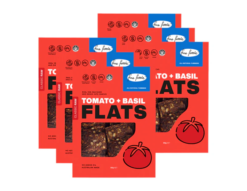 6 x Fine Fettle Foods Tomato and Basil FLATS 80g - Healthy Crackers