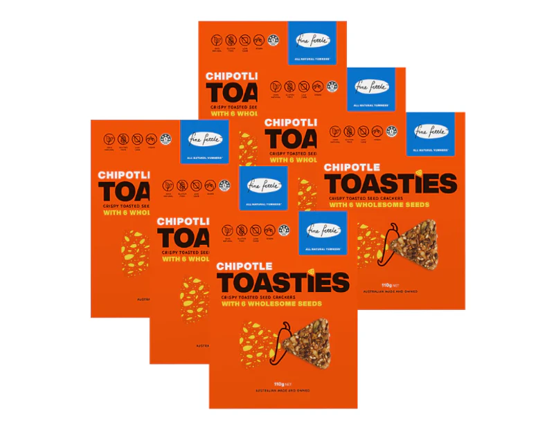 6 x Fine Fettle Foods Chipotle Toasties 110g - Gluten-Free Seeded Crackers