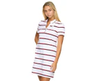 Tommy Hilfiger Women's Hailey Multi Stripe Split Neck Polo Dress - Bright White