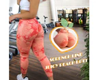 Bonivenshion Women's Tie Dye Yoga Pants Seamless Butt Lift Sports Pants High Waist Workout Pants Squat-proof Gym Tights -Orange