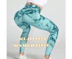 Bonivenshion Women's Tie Dye Yoga Pants Seamless Sports Pants High Waist Workout Pants Squat-proof Gym Tights -Green