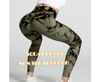 Bonivenshion Women's Tie Dye Sports Leggings Seamless Butt Lift Yoga Pants High Waist Workout Pants Squat-proof Gym Tights -Green